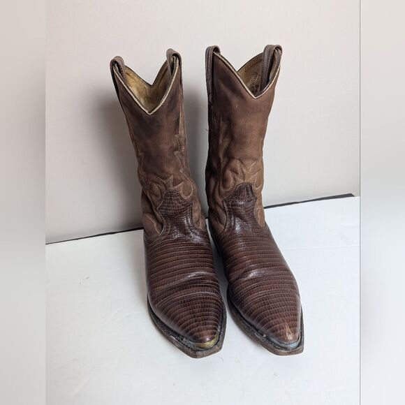 Boulet Women's Western Cowboy Boots 5.5 – Brown Leather & Suede – 9.5" Shaft - Picture 5 of 10